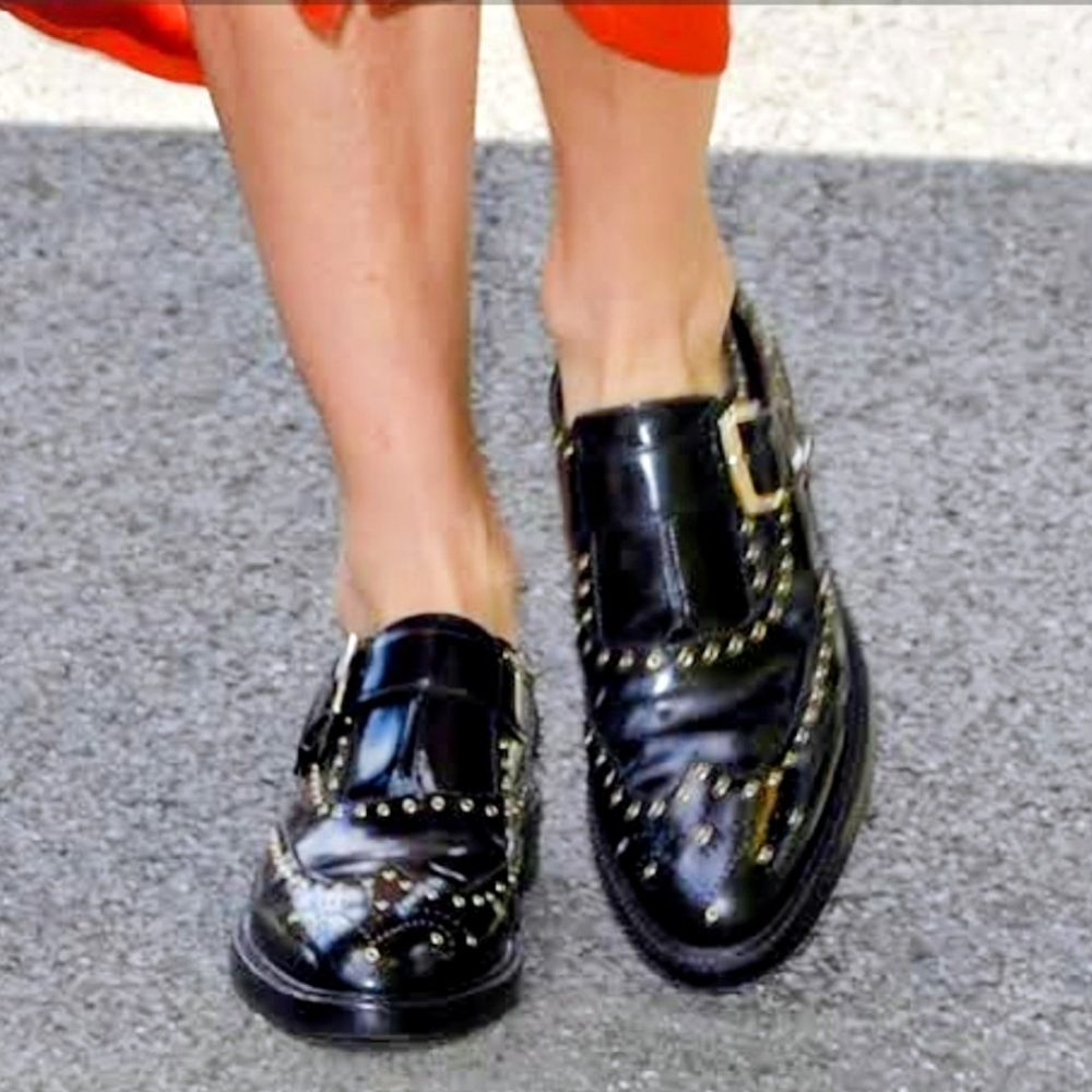 ASOS Black Studded Loafers with Gold Hardware